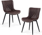 Kidol&Shellder Brown Dining Chairs Set of 2,Faux Leather Upholstered Mid Century Modern Kitchen&Dining Room Chair with Back,Ergonomic Armless Vanity&Living Room Chair with Metal Legs