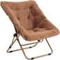 Tiita Comfy Folded Chair, Soft Faux Fur Oversized Folding Accent Chair, Lounge Lazy Chair for Kids Teens Adults, Metal Frame Moon Chair for Bedroom, Living Room, Dorm Rooms