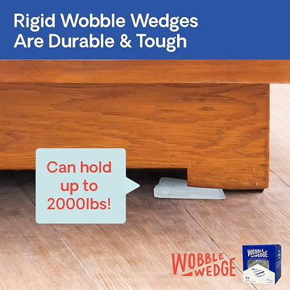 The Original Wobble Wedge Rigid Plastic Shims-MADE IN USA - Heavy-Duty Leveling Wedges for Furniture, Tables, Toilets, Home Improvement & Work Projects-Transparent Plastic Shim, Leveling Feet, 30 Pack