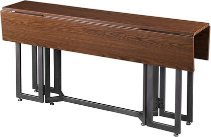 SEI Furniture Driness Drop Leaf Convertible Console to Dining Table, Dark Tobacco, Gunmetal Gray