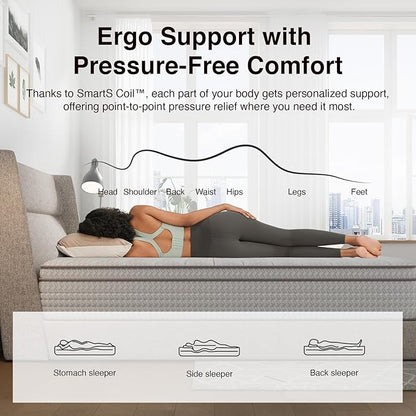 Novilla Queen Mattress, 12 Inch Queen Size Mattresses in a Box with Smarts™ Pocket Coil for Pressure Relief, Medium Firm Foam and Spring Hybrid Colchones with CertiPUR-US Certified