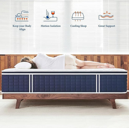 Coolvie 14 Inch California King Mattress, Hybrid Cal King Mattresses in a Box, Medium Firm Feel, 4 Layer Premium Foam with Pocket Springs with Fiberglass Free, Best Mattress in a Box