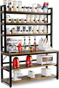 Aquzee Bakers Racks for Kitchens with Storage, 6 Tiers Large(47.2“W x 15.7”D x 70.8" H) Kitchen Stand with Hutch, Freestanding Organizer with Shelves,Rustic Brown