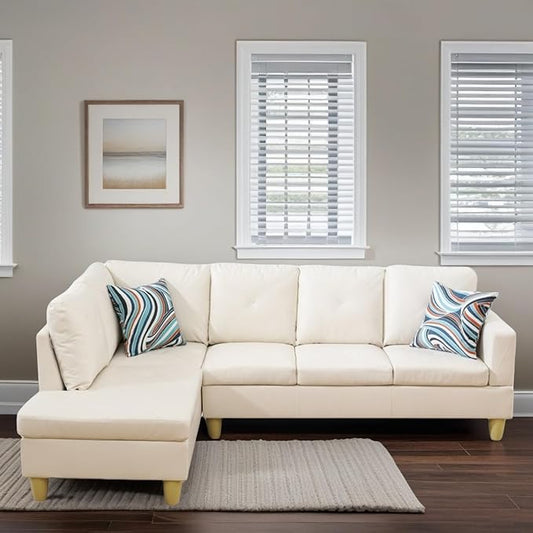 L-Shaped Sectional Sofa, Modern Sectional Couches Home Sofas for Living Room with Movable Chaise, Modular Living Room Sets Furniture for Apartment Bedroom & Office, White