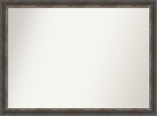 Amanti Art Brown Bathroom Mirror for Over Sink, 32x43 Bark Rustic Char Rectangle Vanity Mirror, X-Large Country Rustic Frame, Hangs Horizonally and Vertically, Bathroom Wall Decor, Non-Beveled Edge
