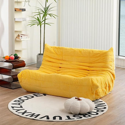 N&V Fireside Loveseat, Mid Century Armless Twin Size Floor Sofa, Soft Premium Corduroy Floor Lounge Chair, Foam Sofa Accent Chair for Living Room Bedroom and Office, Tuscany