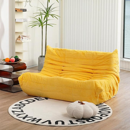 N&V Fireside Loveseat, Mid Century Armless Twin Size Floor Sofa, Soft Premium Corduroy Floor Lounge Chair, Foam Sofa Accent Chair for Living Room Bedroom and Office, Tuscany
