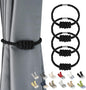 BEL AVENIR Magnetic Cotton Curtain Tiebacks, Decorative Drapery Holdbacks Modern Woven Tie-Backs with Exquisite Knot (Black Cotton, 4 Pack)