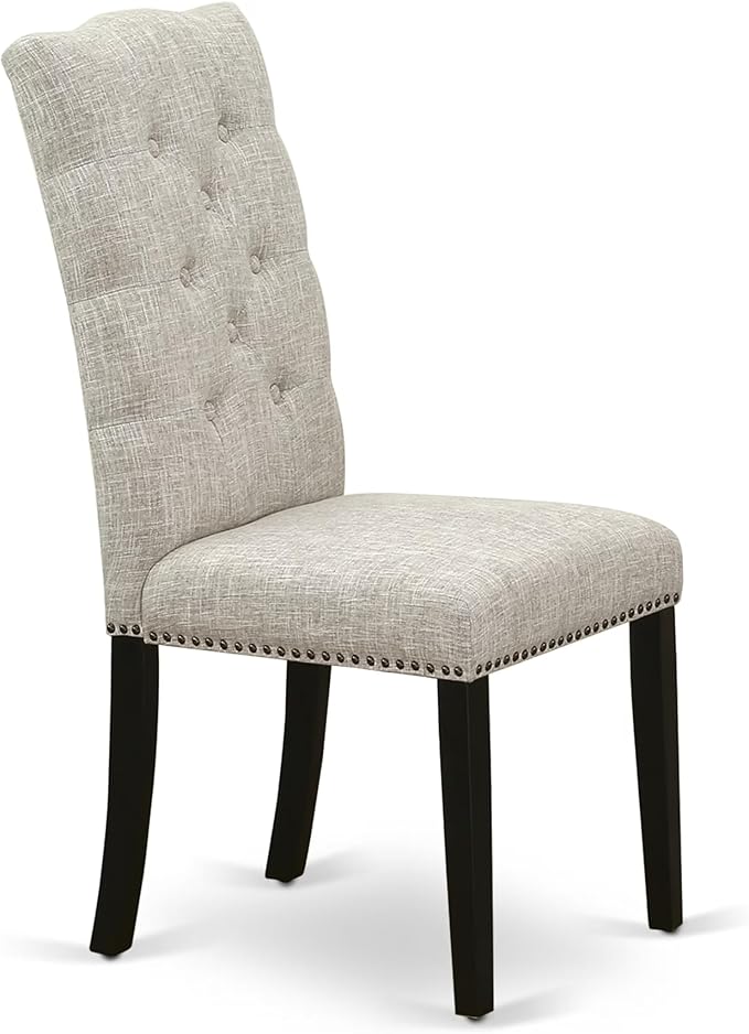 East West Furniture V697EL635-5 5 Piece Modern Dining Table Set Includes a Rectangle Wooden Table with V-Legs and 4 Doeskin Linen Fabric Parsons Dining Chairs, 40x72 Inch, Multi-Color