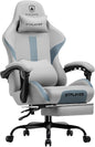 GTRACING Gaming Chair with Foot Rest & Pocket Spring Cushion, Breathable Fabric for Home Office Desk, Ergonomic High Back Computer Chair with Headrest & Lumbar Support, Gray
