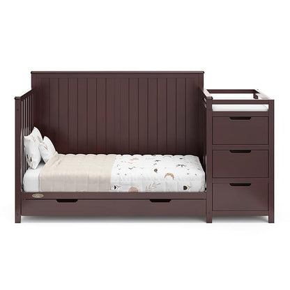Graco Hadley All-in-One Convertible Crib & Changer (Espresso) – GREENGUARD Gold Certified, Fits Standard Crib Mattress, Converts to Toddler Bed and Full Bed, 4 Adjustable Mattress Heights