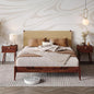 Bme Selina Wood Platform Bed Frame - Handcrafted Paper Cord Unique Headboard - No Box Spring Needed - 12 Strong Wood Slats Support - Easy Assembly - Queen, Dark Chocolate
