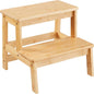 Bamboo Step Stools for Adults Kids, 2 Step Stool for Kichen/Bathroom/Bedside Step Stool - Holds up to 350Lb (Natural)