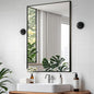 Matte Black Mirror, 24x32 Inch Aluminum Framed Rectangle Mirror, Anti-Rust, Tempered Glass, Square Corner Wall Mirror for Over Sink, Vanity, Bedroom, Entryway, Horizontal/Vertical