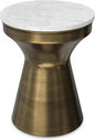 SIMPLIHOME Raquel Modern Contemporary 14 inch Wide Metal Side Table in White / Antique Brass, Fully Assembled for the Living Room and Bedroom