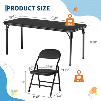 IDEALHOUSE 5 Piece Boys Girls Folding Table and Chairs Set, Activity Table and Chairs Set for Dining Room,Daycare,Classrooms