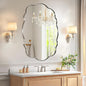 ANDY STAR Brushed Nickel Bathroom Mirror, 24x32 Inch Silver Asymmetrical Wall Mirror, Oval Bathroom Vanity Mirror, Unique Irregular Wall Mirror with Sophisticated Curved Design