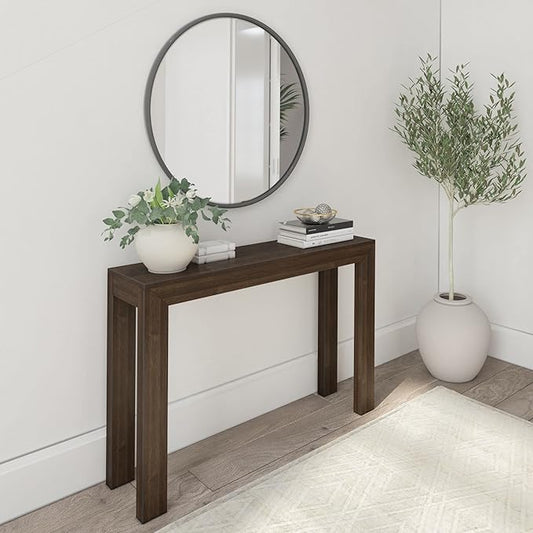 Plank+Beam Modern Solid Wood Console Table, 46.25 Inch, Sofa Table, Narrow Entryway Table for Hallway, Behind The Couch, Living Room, Foyer, Easy Assembly, Walnut