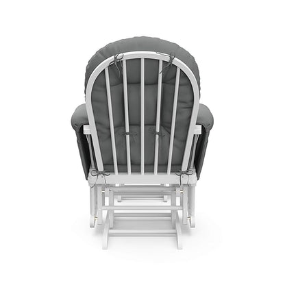 Storkcraft Premium Hoop Glider & Ottoman (White/Gray) — GREENGUARD Gold Certified Nursery Glider, Solid Wood Craftsmanship, Smooth-Gliding Nursery Chair and Ottoman, Award-Winning