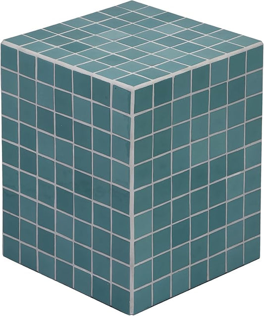 JONATHAN Y END2000A Callista 18" Modern Bohemian Ceramic Tiled Rectangle End Table, Side Table, Accent Table for Living Room, Bedroom, Teal Blue/White