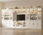 4-Piece Wall Unit TV Stand with Storage & LED Lights for TVs up to 75", Modern Entertainment Center with Bookshelves & 8-Door Pantry Cabinet, White