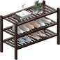 3 Tier (Thick) Bamboo Shoe Rack for Closet Free Standing Wood Shoe Shelf for Entryway Small Space Stackable 27"x12"x21" (Black Brown)