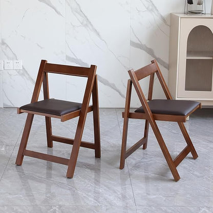 Walnut Drop Leaf Folding Dining Table with 2 Drawers and 4 Wheels, Wooden Padded Chairs Set of 2, Space Saving Dining Table with 4 Chairs