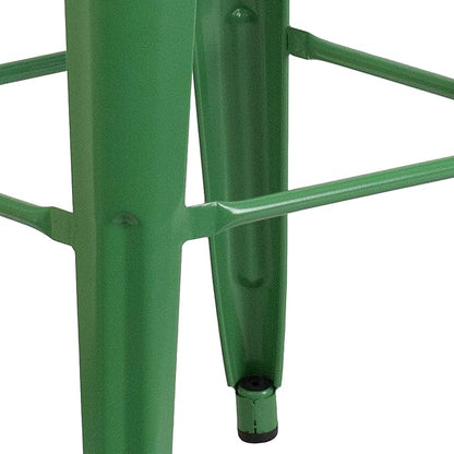 Flash Furniture Lily 4 Pack Commercial Grade 30" High Backless Green Metal Indoor-Outdoor Barstool with Square Seat