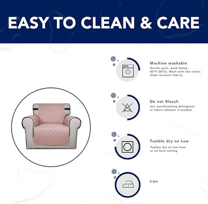 PureFit Reversible Sofa Cover Water Resistant Loveseat Couch Cover, Machine Washable Furniture Cover with Non-Slip Foam and Adjustable Strap for Dogs, Pets (Loveseat, Pink/Ivory)