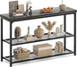 47" Console Table, 3-Tier Entryway Table, Sofa Table with Mesh Shelves, Console Tables for Living Room, Bedroom, Hallway, Entryway, Foyer, Grey