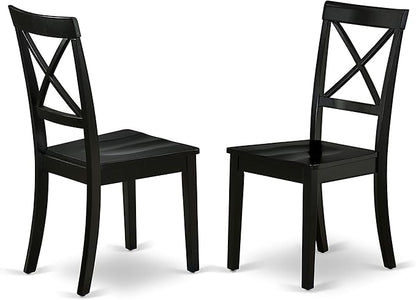 East West Furniture LGBO5-BLK-W 5 Piece Kitchen Table & Chairs Set Includes a Rectangle Dining Room Table with Butterfly Leaf and 4 Dining Chairs, 42x84 Inch, Black