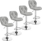 Yaheetech Bar Stools Set of 4, PU Leather Swivel Barstools, Height Adjustable Counter Stools with Backrest fot Kitchen Home Bar, Light Grey
