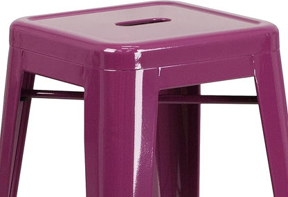 Flash Furniture Commercial Grade 30" High Backless Purple Indoor-Outdoor Barstool