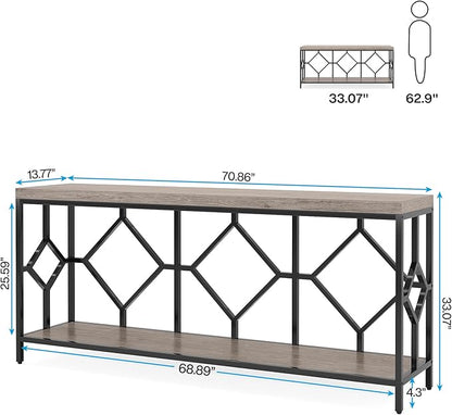 Tribesigns 71 Inch Extra Long Sofa Table, Narrow Long Sofa Console Tables Behind Couch Table with Open Storage Shelf