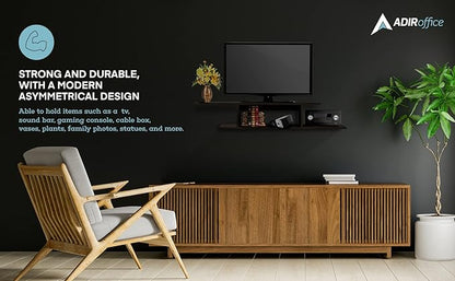 Floating TV Stand, Wall Mounted Floating Media Shelf Organizer Entertainment Center Console for Home and Office, Storage for Accessories Wifi Router Remote Control DVD Player and More (Black)