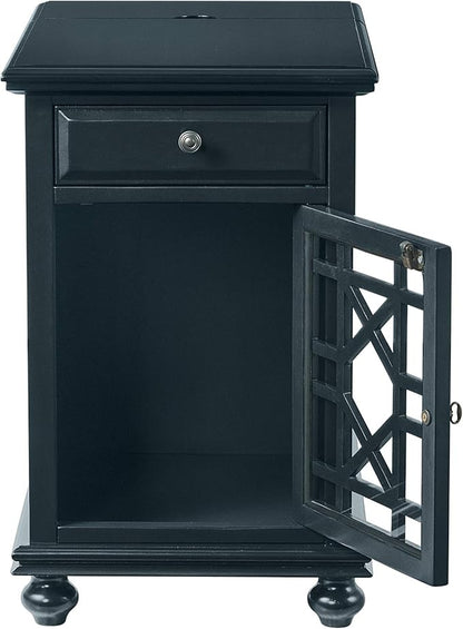 Martin Svensson Home Elegant Chairside End Table with Power, Catalina Blue