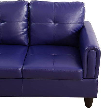 NicBex Sectional Couch 3 Pieces Sofa Set with Right Chaise Faux Leather L Shaped Cloud Couch for Living Room Furniture Sets with Storage Ottoman, Modular Sofa for Living Room & Apartment, Indigo