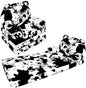 Toddler Chair with Faux Rabbit Fur – 2-in-1 Foldable Kids Couch, Soft Sofa for Reading, Napping, Bedroom or Playroom Use, 18 Months+ （Cow & Cat）