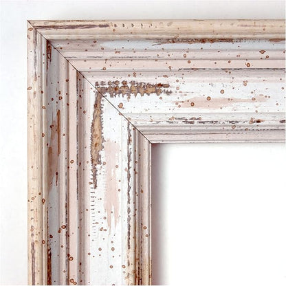 Amanti Art White Bathroom Mirror for Over Sink, 25x21 Alexandria White Wash Rectangle Vanity Mirror, Small Coastal Wood Frame, Hangs Horizonally and Vertically, Bathroom Wall Decor, Beveled Edge