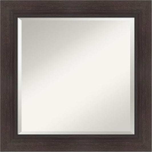 Amanti Art Brown Wall Mirror 26x26 Sloped Espresso Square Bathroom Mirror for Wall Decor Living Room, Medium Modern Contemporary Frame, Hangs Horizonally and Vertically, Bathroom Decor, Beveled Edge