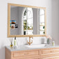Amorho 40X32 Inch Bathroom Mirror for Wall, Oak Wood Grain Metal Framed Mirror, Anti-Rust, Hang Horizontally/Vertically, Suitable for Vanity, Bedroom, Farmhouse, Bathroom
