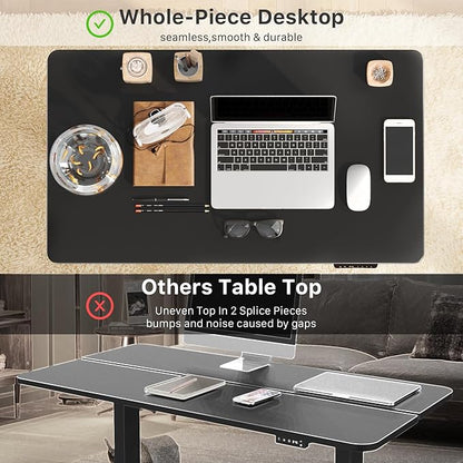 JOY worker Small Electric Standing Desk, 35" x 20" Whole Piece Height Adjustable Desk with Memory Controller, Black Sit to Stand Desk Workstation for Home Office