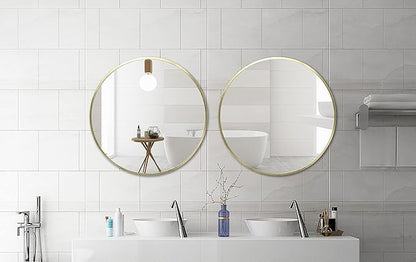 FrameWorks 24" Deluxe Contemporary Brass Gold Circular Aluminum Mirror