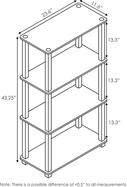 Furinno Turn-N-Tube 4-Tier Multipurpose Shelf Display Rack, Square Tube, Sonoma Oak/White