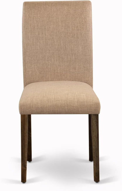 East West Furniture V777AB747-5 5 Piece Kitchen Table Set for 4 Includes a Rectangle Dining Room Table with V-Legs and 4 Light Sable Linen Fabric Upholstered Chairs, 40x72 Inch, Multi-Color