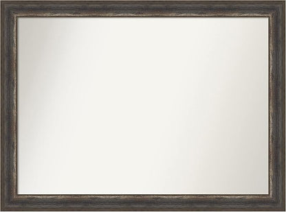 Amanti Art Brown Bathroom Mirror for Over Sink, 32x43 Alta Medium Brown Rectangle Vanity Mirror, X-Large Country Rustic Frame, Hangs Horizonally and Vertically, Bathroom Wall Decor, Non-Beveled Edge