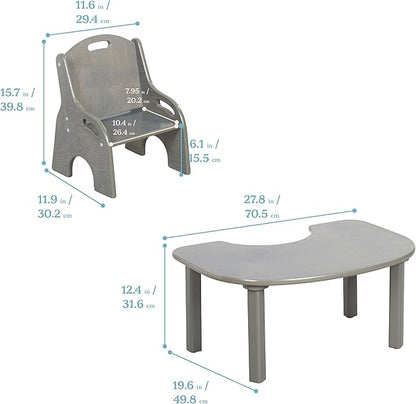 ECR4Kids Little Learner Table and Chair Set, Kids Furniture, Grey Wash