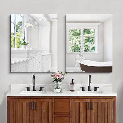 Frameless Mirror, 24x30 Inch Bathroom Mirror for Wall, Rectangle Bathroom Vanity Mirrors with Polished Edge, Hangs Horizontally or Vertically for Bathroom, Bedroom and Living Room