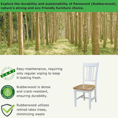 International Concepts San Remo SplatBack Dining Chairs Set of 2 White/Natural Parawood Construction - Solid Wood|17.3" W x 21.9" D x 38.2" H | 225 lb Weight Capacity - Chairs, White/Natural