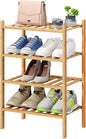 Small Shoe Rack, 4-Tier Rack for Entryway, Bamboo Wood Shoe Shelf for Closet & Hallway, Long 17 in | Beautiful | Functional | Sturdy | Durable